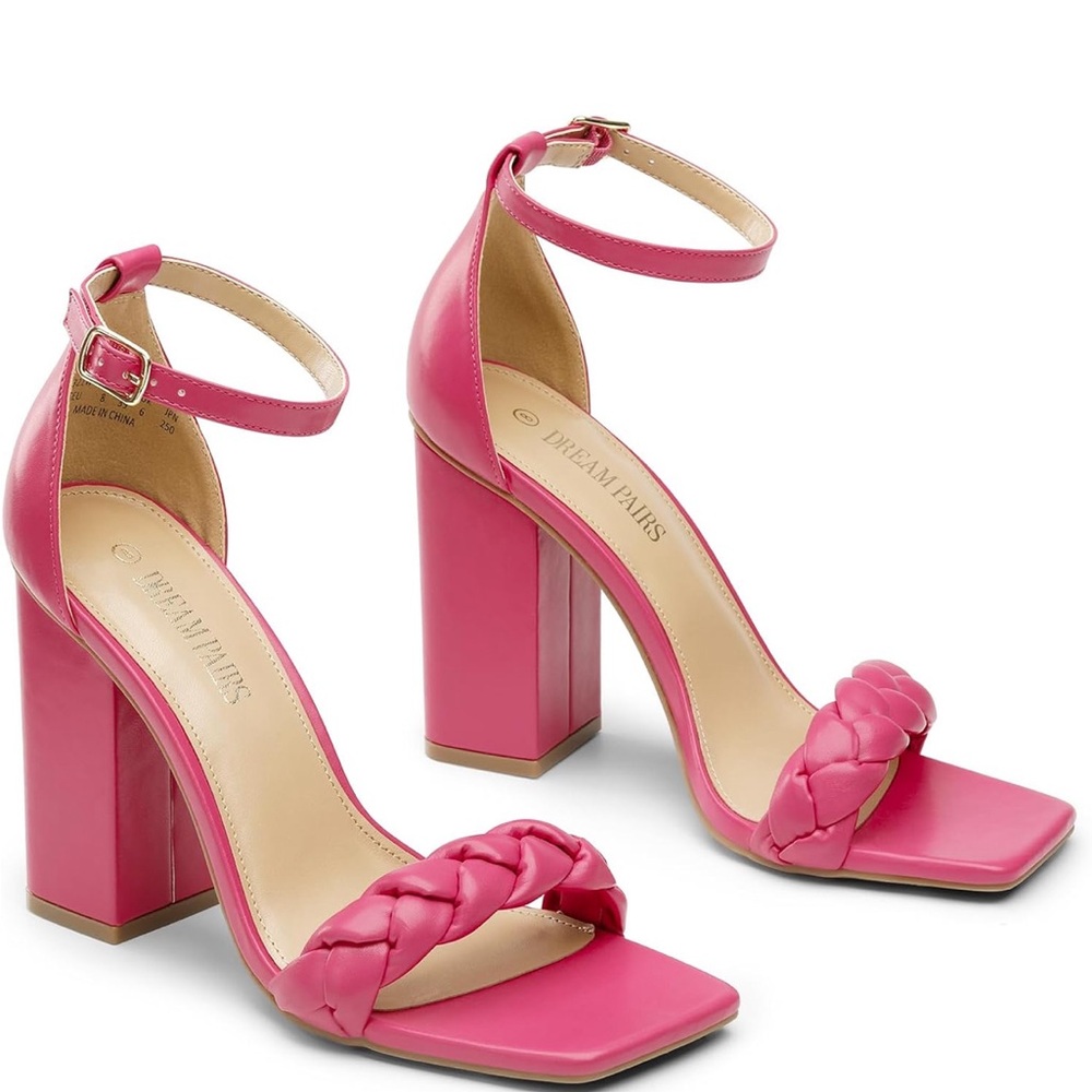 Pink Chunky Heel Sandals with Knot Detail *New*